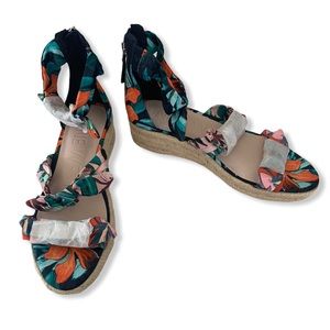 NWOT Nine West Floral Wedge Espadrille Sandals 7